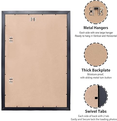 Miniatura 4 de LaVie Home Marco para póster de 20 x 30 pulgadas, 2 unidades, color negro, para galería de fotos de 16 x 24 pulgadas con paspartú o de 20 x 30