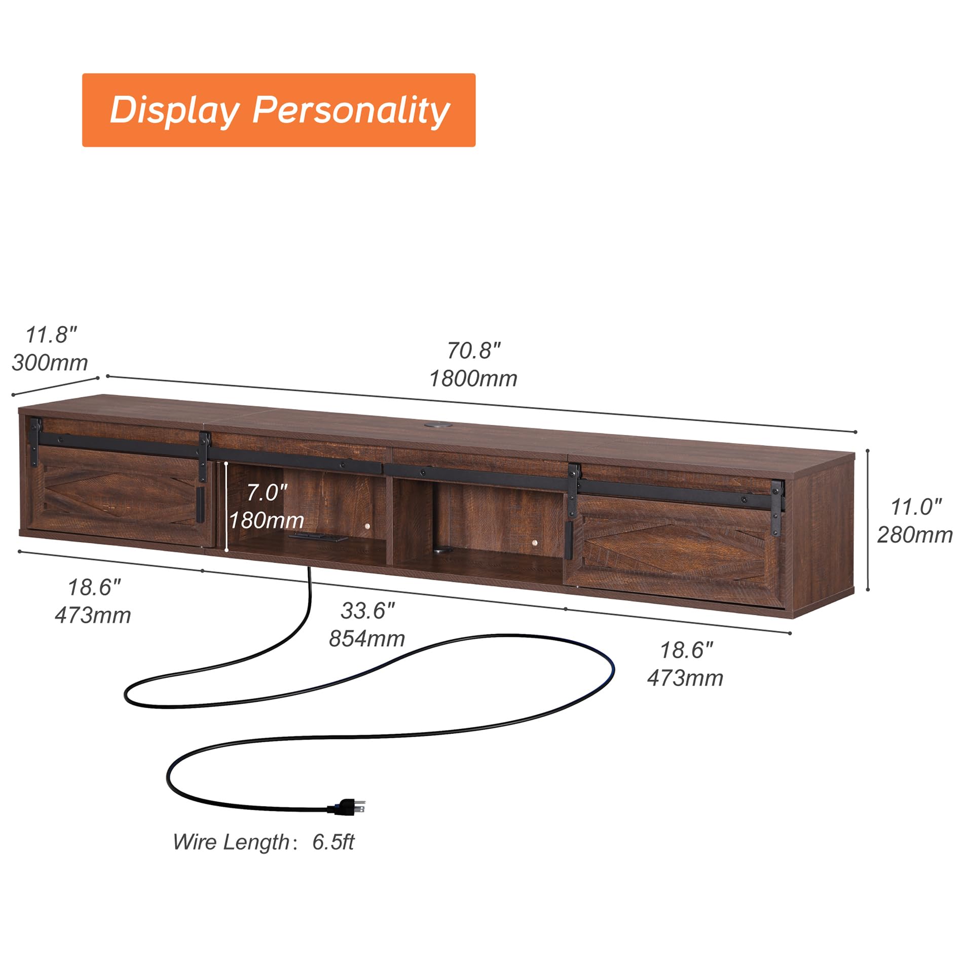 Diagram showing wall compatibility for mounting: compatible with concrete, brick, and wooden walls, but not hollow walls.