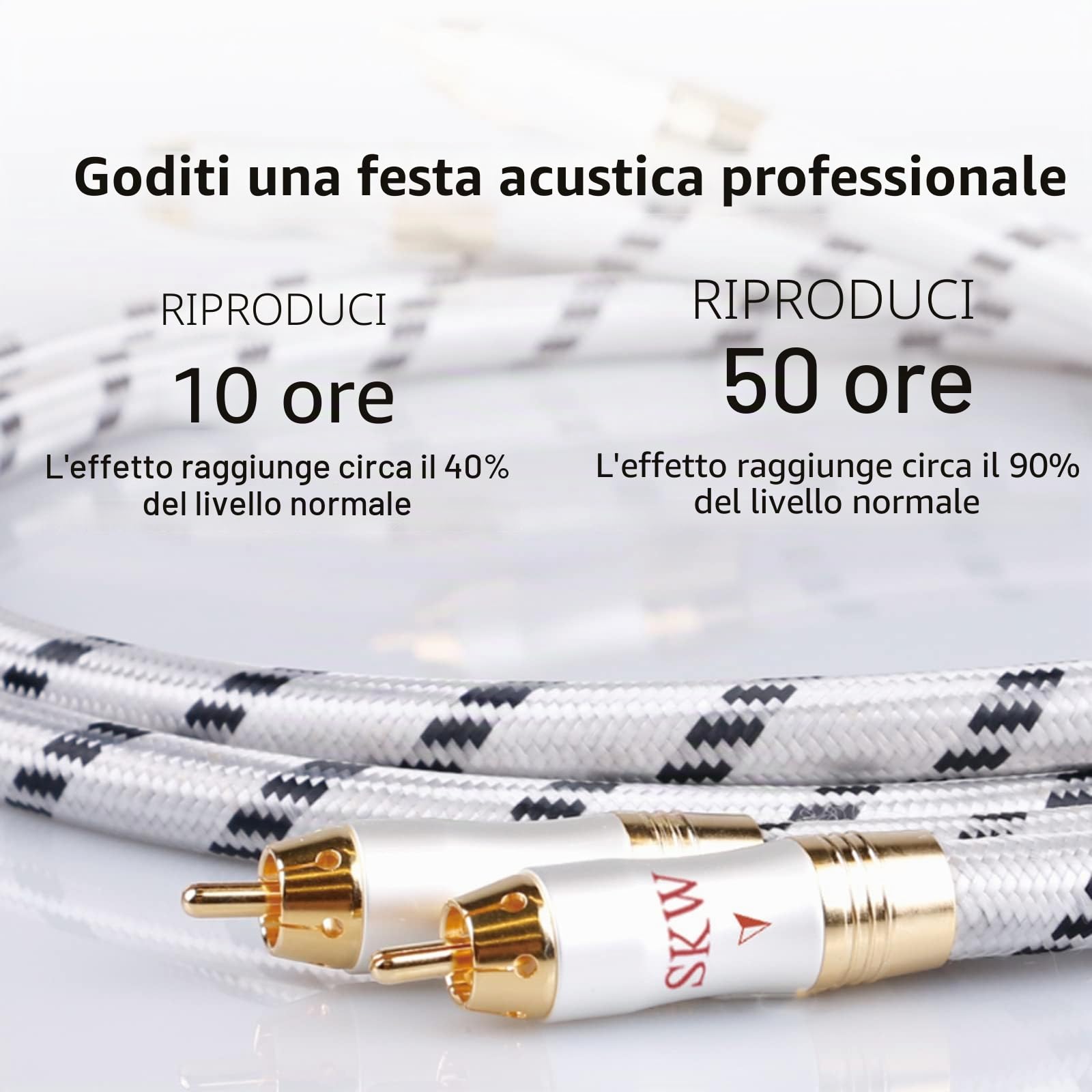 SKW Flagship serie Cavo audio RCA, rame ad alta purezza con placcatura d'argento da 2RCA a 2RCA con diametro esterno di 10 mm Cavo RCA compatibile per CD, amplificatore, decoder - 1M