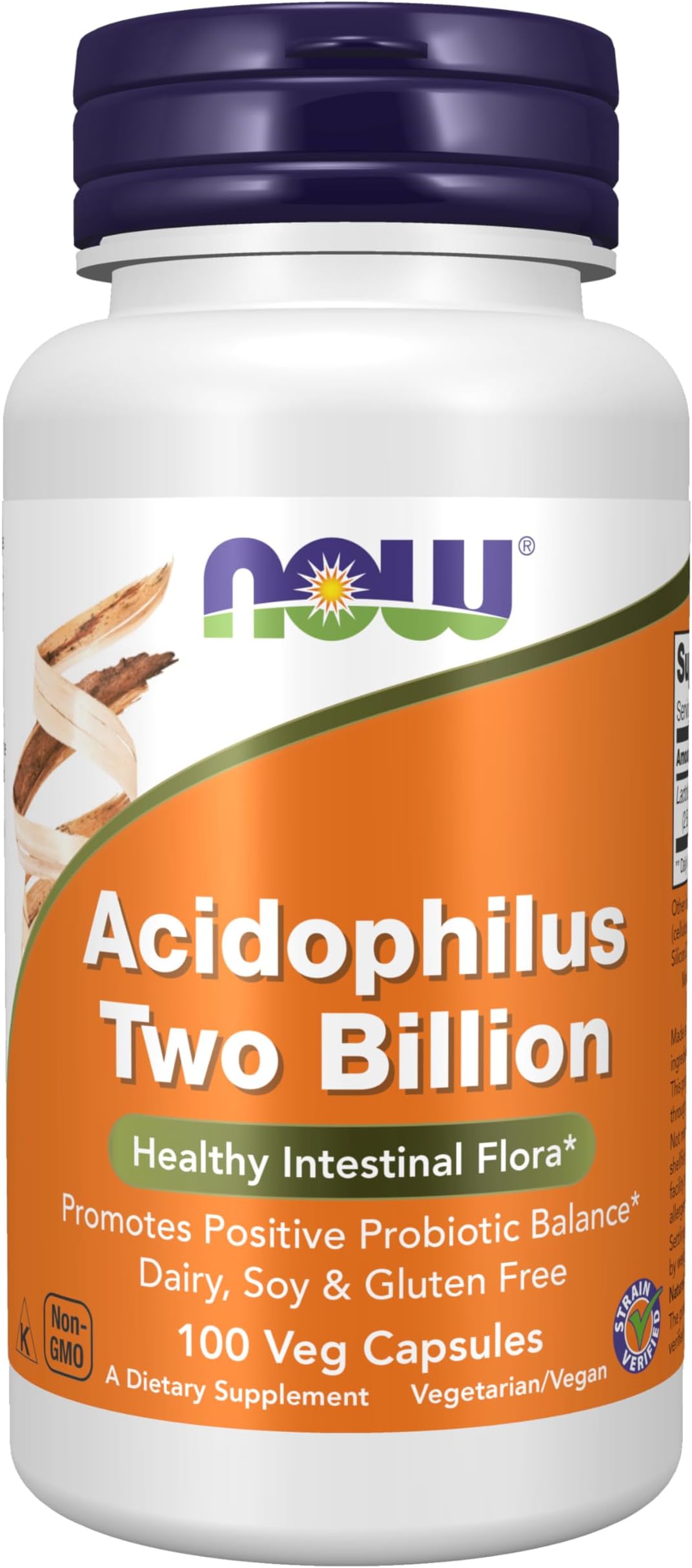 Supplements, Acidophilus, Two Billion, Strain Verified, Healthy Intestinal Flora*, 100 Veg Capsules
