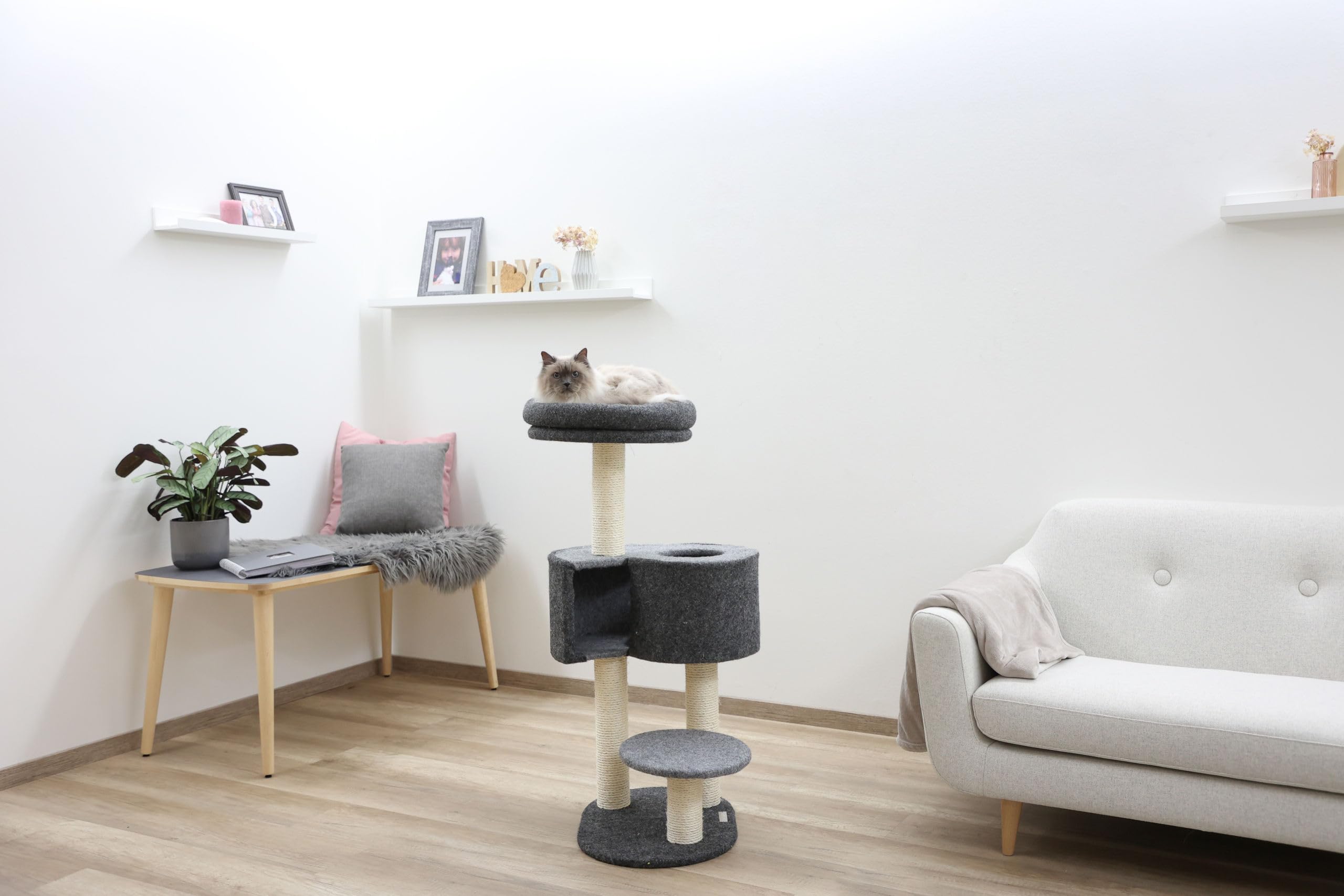 Kerbl Fridolin - Albero per Gatti in Feltro, 55 x 52 x 106 cm, Colore: Grigio