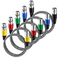 Vista 14 de Cable XLR de 3 pies/2 unidades, cable de micrófono Nylong trenzado equilibrado XLR macho a hembra, cables de conexión de micrófono de alta