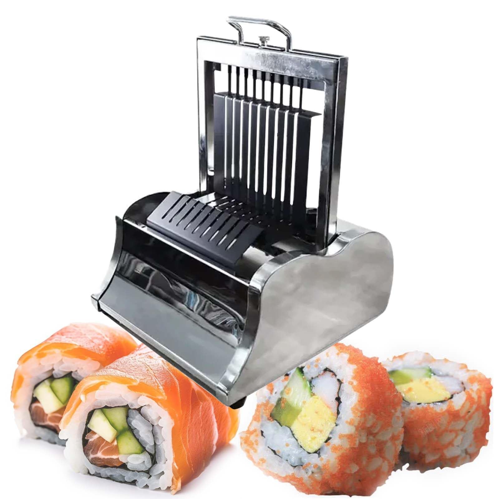 OLSKFUH Manual Sushi Roll Cutting Machine, Desktop Sushi Maker, With Removable Stainless Steel Blade, Rice Ball Forming Slicer,10Segments