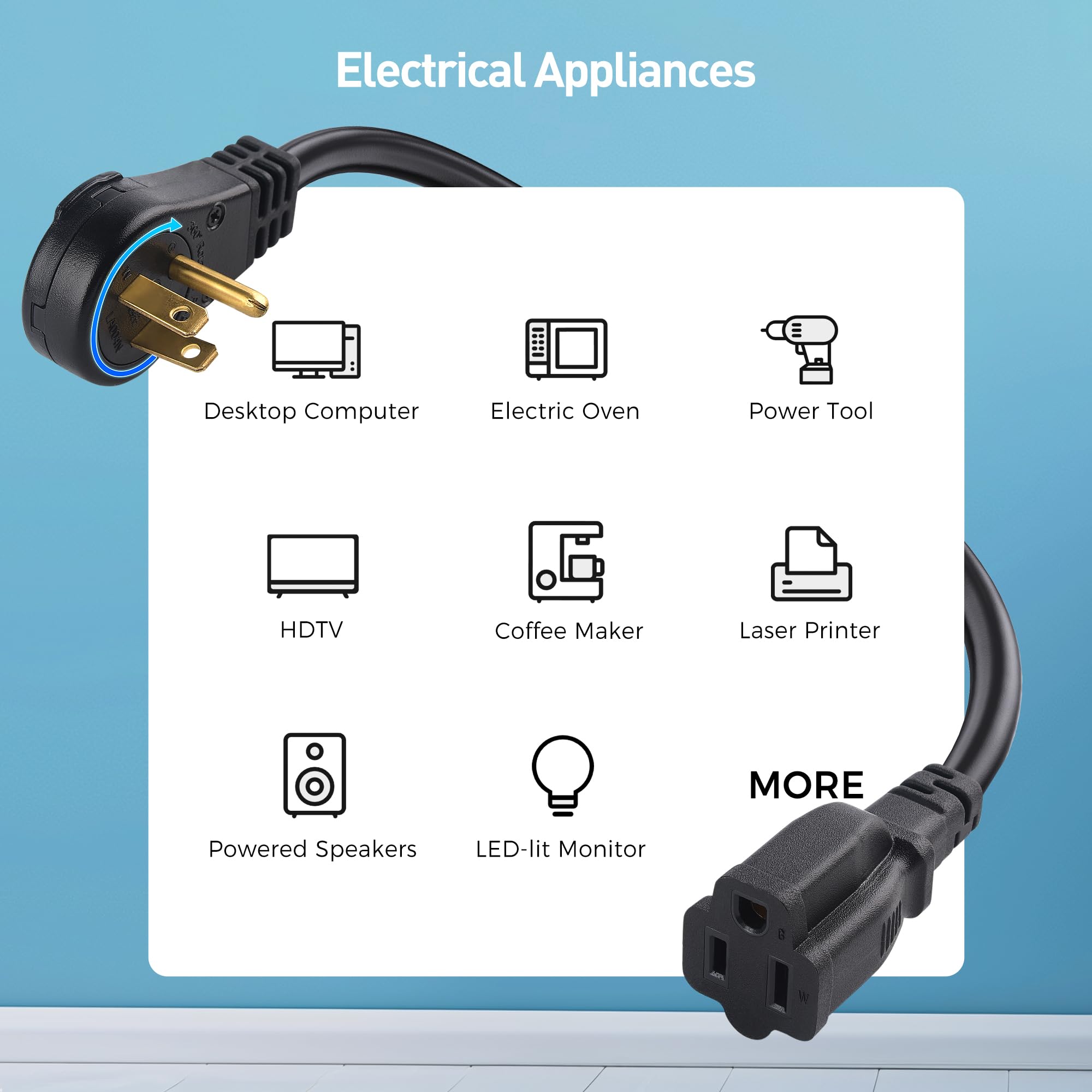 Rotating Extension Cord - 1ft Cable Matters -6