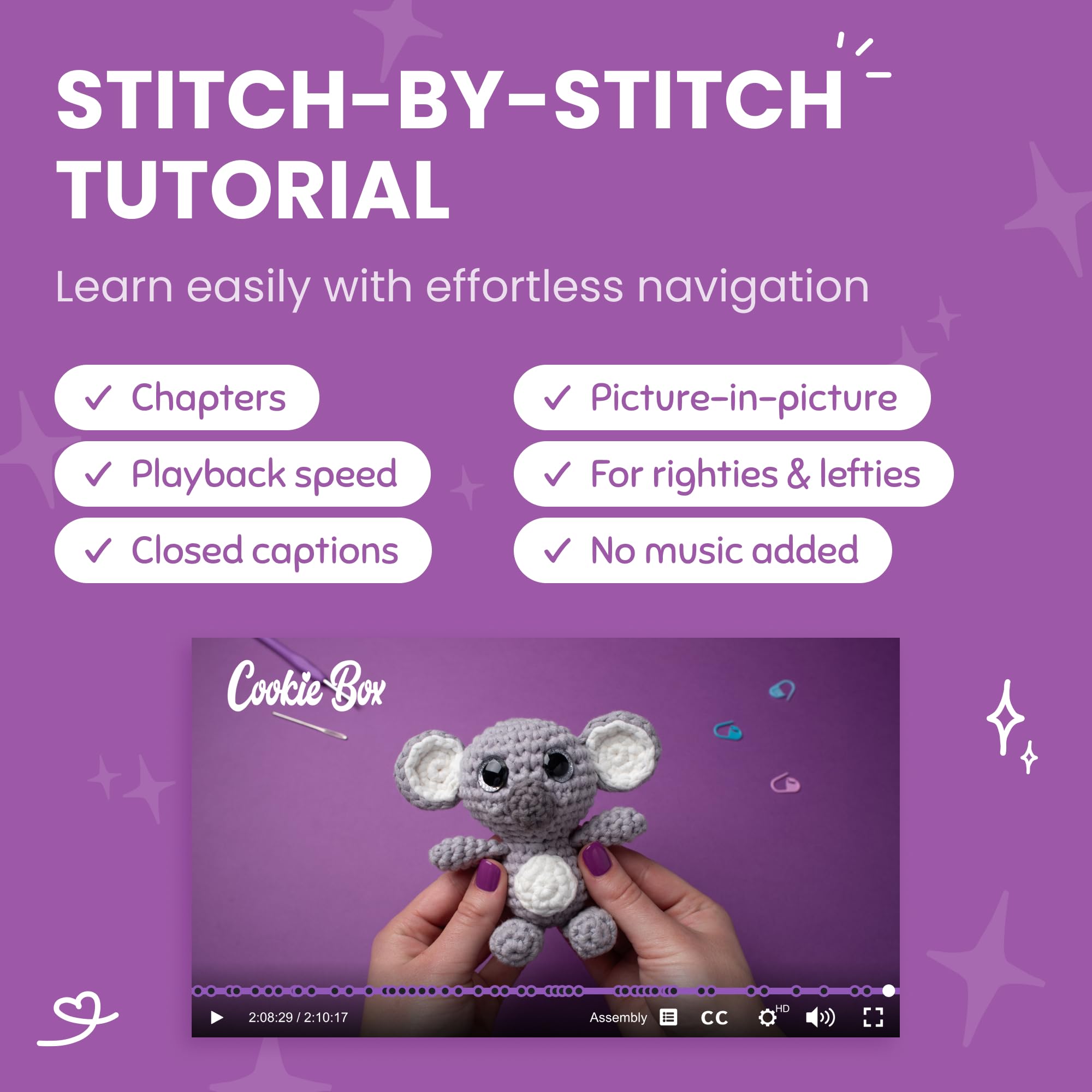 Cookie Box Original Crochet Kit for Beginners, Gift Set to Make Koala Coal Amigurumi Plushie - Image 3