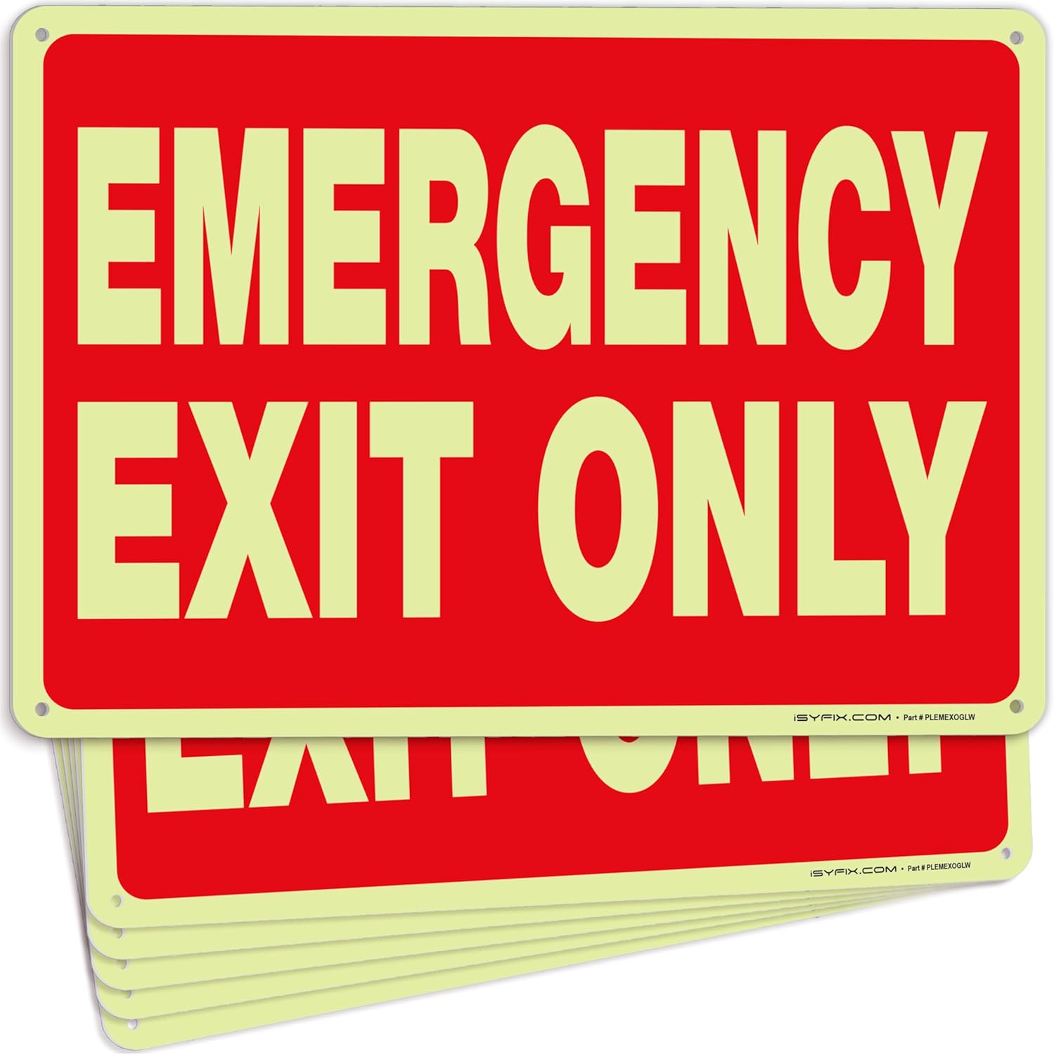 iSYFIX Emergency Exit Only Signs Stickers - 6 Pack 10x7 Inch – Premium Self-Adhesive Vinyl Decal, Laminated for Ultimate UV, Weather, Scratch, Water & Fade Resistance, Indoor & Outdoor