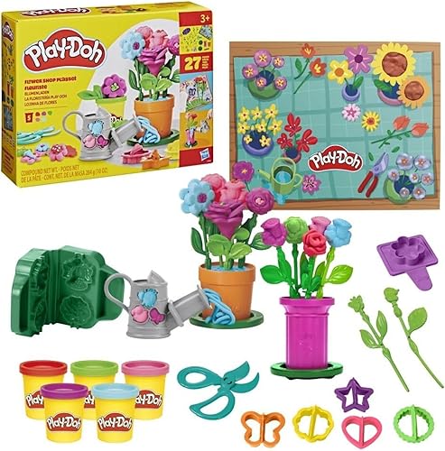 Play-Doh Flower Shop Playset, 27 Garden Toy Accessories, Kids Arts & Crafts, 3+ (Amazon Exclusive)