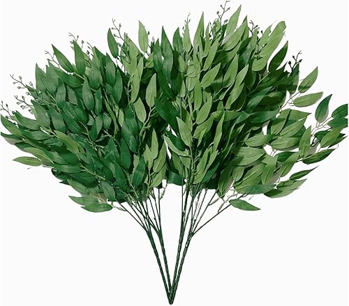 Miniatura 1 de Sauce artificial que llora 4 piezas, plantas de plástico de vegetación falsa, resistentes a los rayos UV, para el hogar, jardín, maceta, llenador,