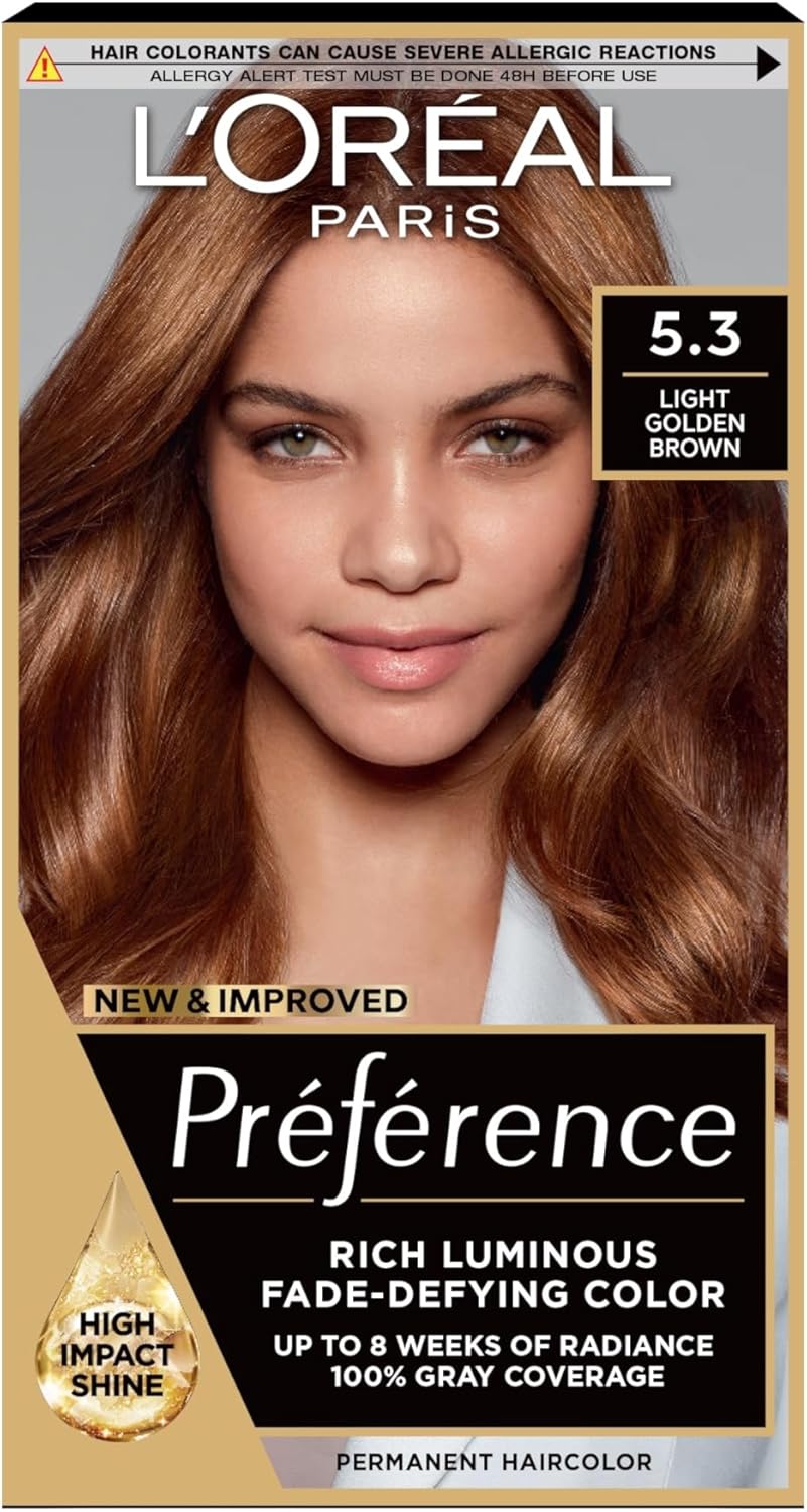 L’Oreal Paris Preference Hair Dye, Long Lasting, Luminous Permanent Hair Colour, 5.3, Virginia L’Oreal Paris Preference Hair Dye, Long Lasting, Luminous Permanent Hair Colour, 5.3, Virginia