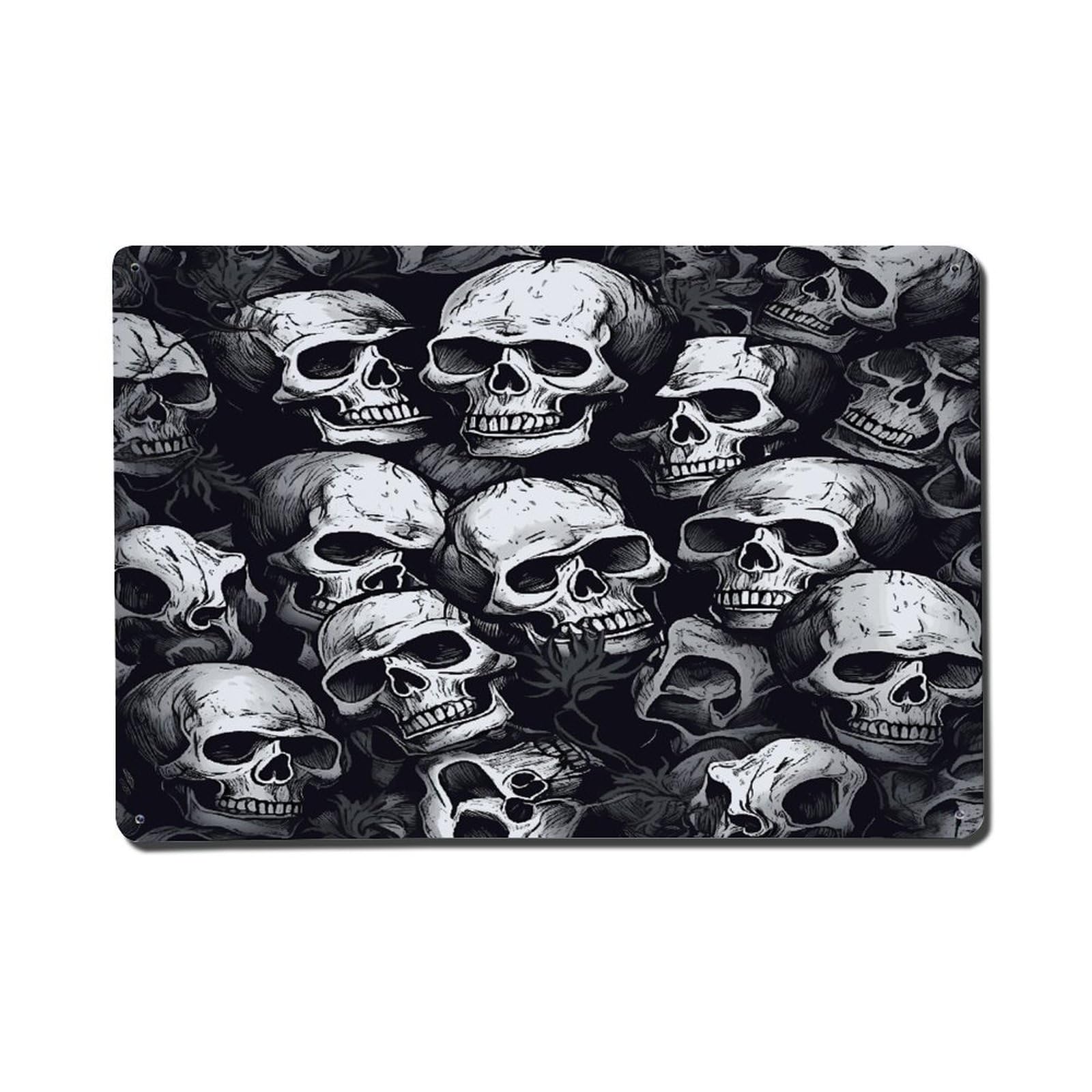 Adfgyerh Style Skulls Pattern1 Metal Signs Funny, Aluminum Tin Sign Indoor Outdoor Decor, Vintage Signs For Home Office Kitchen Bar Cafe Garden Farmhouse Wall Decor