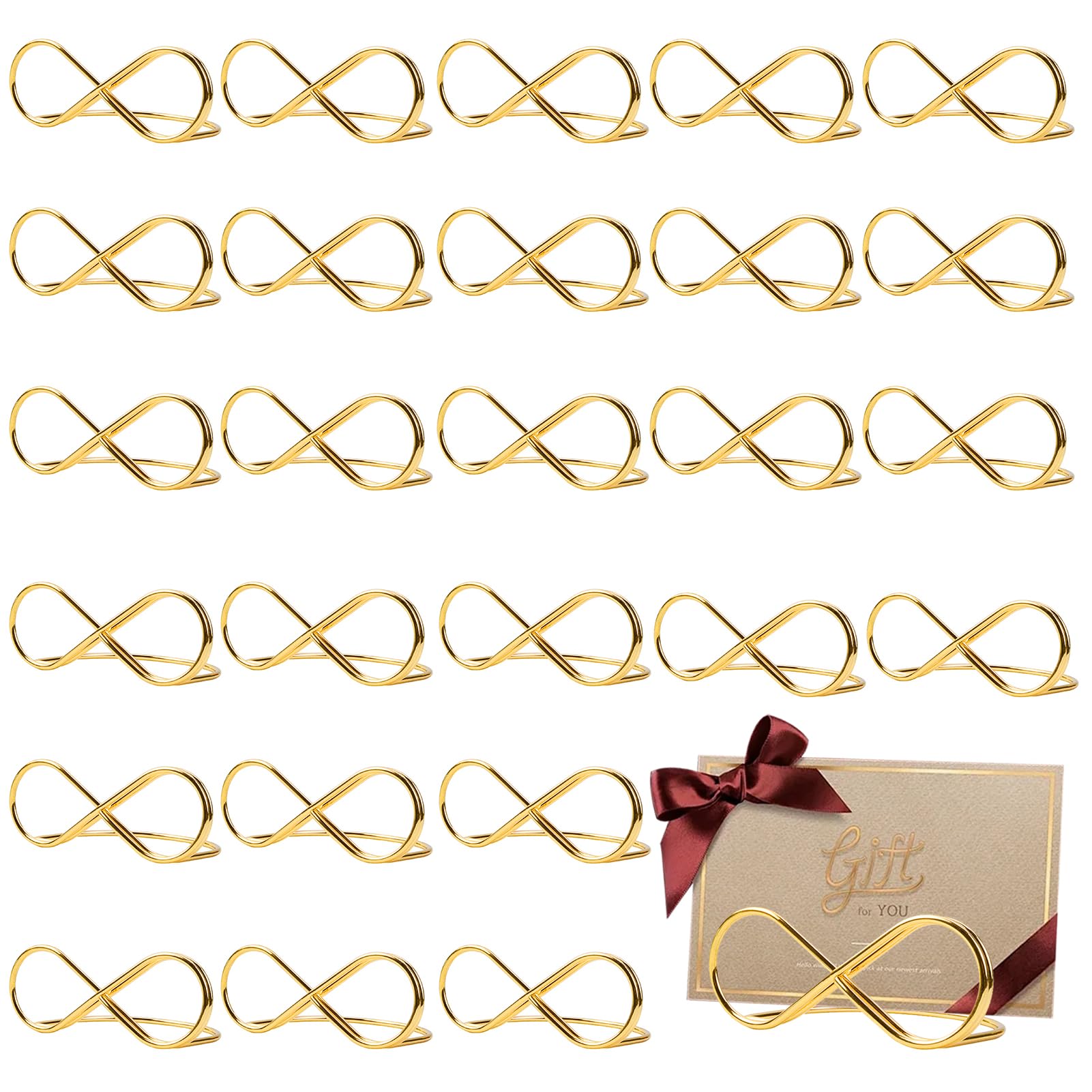 Pasdrucn 20pcs Table Number Holders, Metal Place Card Stands, Gold Wedding Table Numbers, Menu Holders for Tables, Photo Holders for Tables, Table Name Holders, Name Place Cards (Gold)