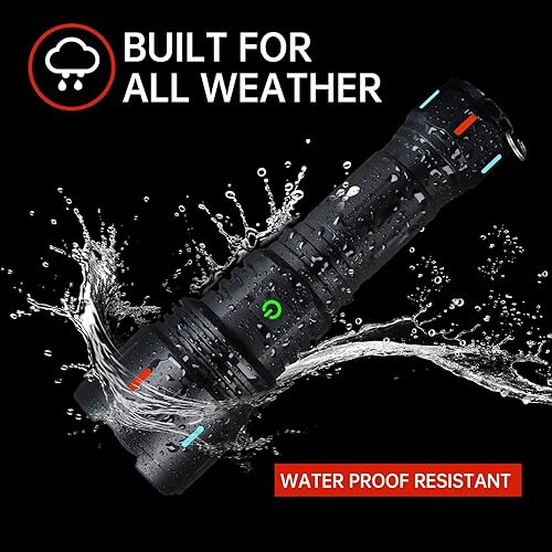 Miniatura 4 de Linterna 1Pack Linterna Recargable 10000 Lúmenes Linterna Super Brillante con Cable USB 5 Modos Impermeable Linterna Potente Luz de Flash para