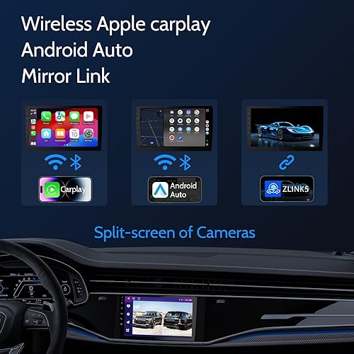 Miniatura 2 de Pantalla de coche doble DIN de 10.1 pulgadas, con alambres CarPlay y Android Auto, pantalla táctil HD estéreo para automóvil con enlace de espejo,