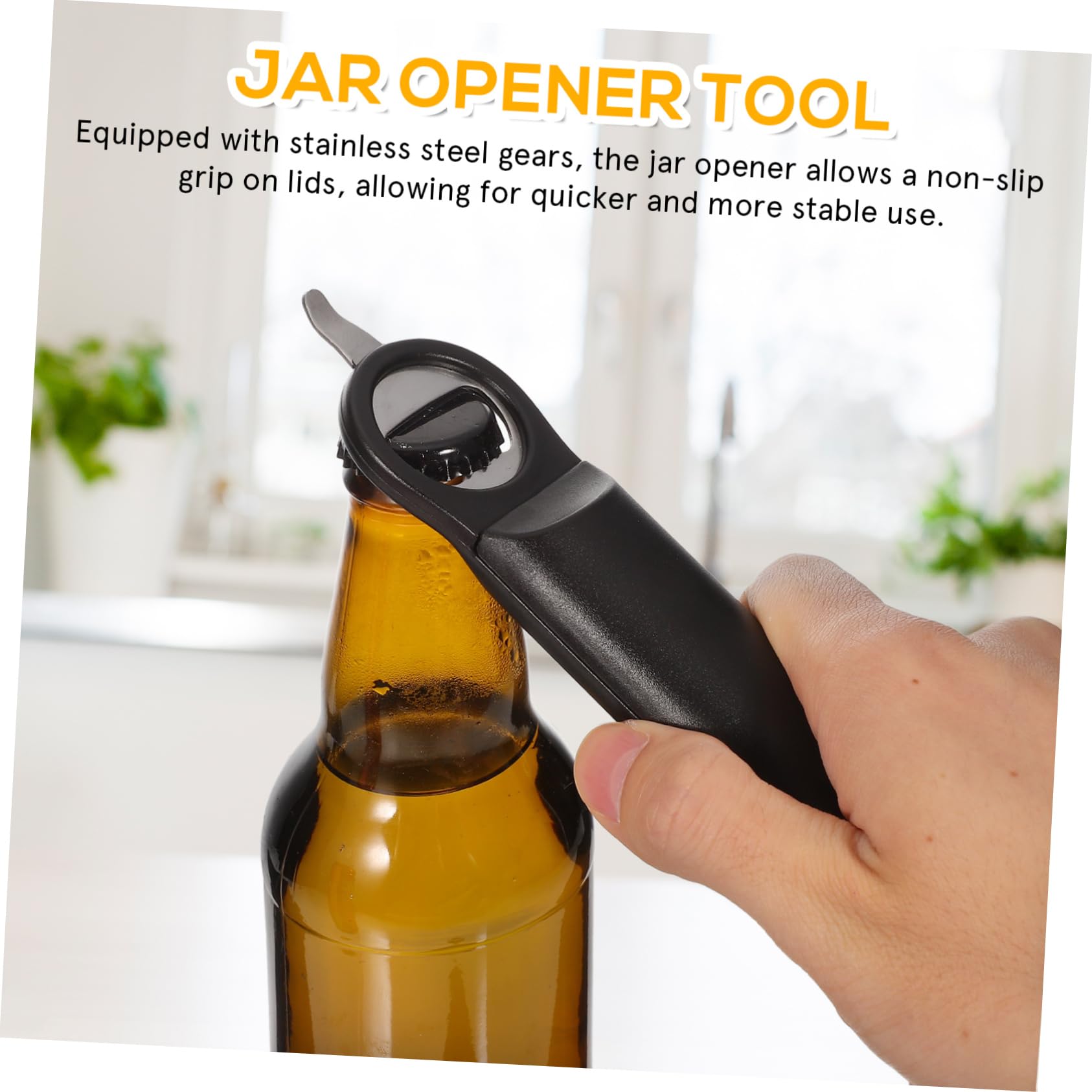 OUNONA 4 Piezas Abrelatas Negro Abridor De Tapa Abridor De Botellas Abridor De Agarre Para Tarros Bebida Abrel De Jarra Abrebotellas Abierto Manual Apertura Acero Inoxidable 201 Black