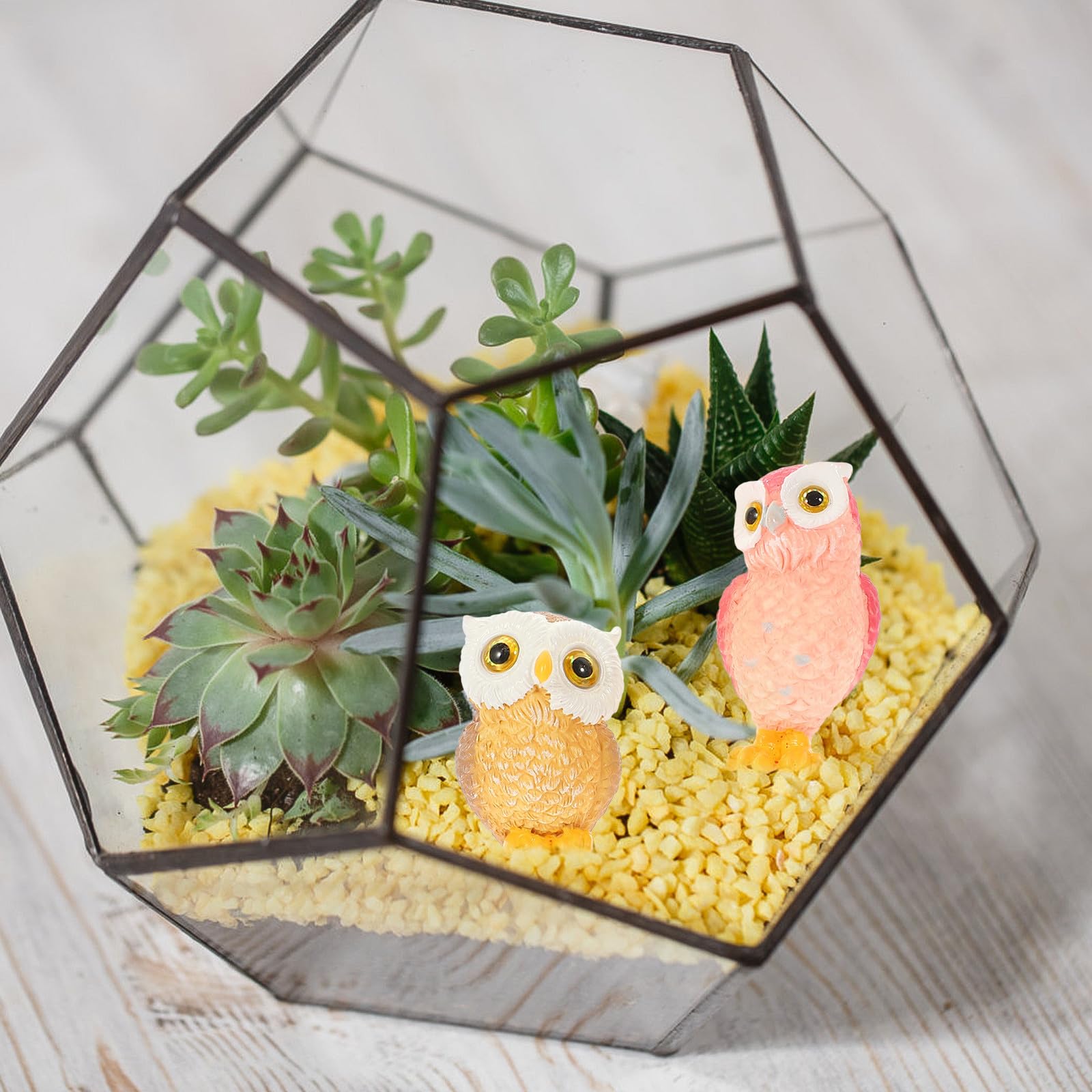 Figuras Decorativas de Búhos en Resina para Decoración de Jardín y Macetas, 7 Piezas Diseño Detallado y Estilo Natural para Decorar Espacios Varios Estilos