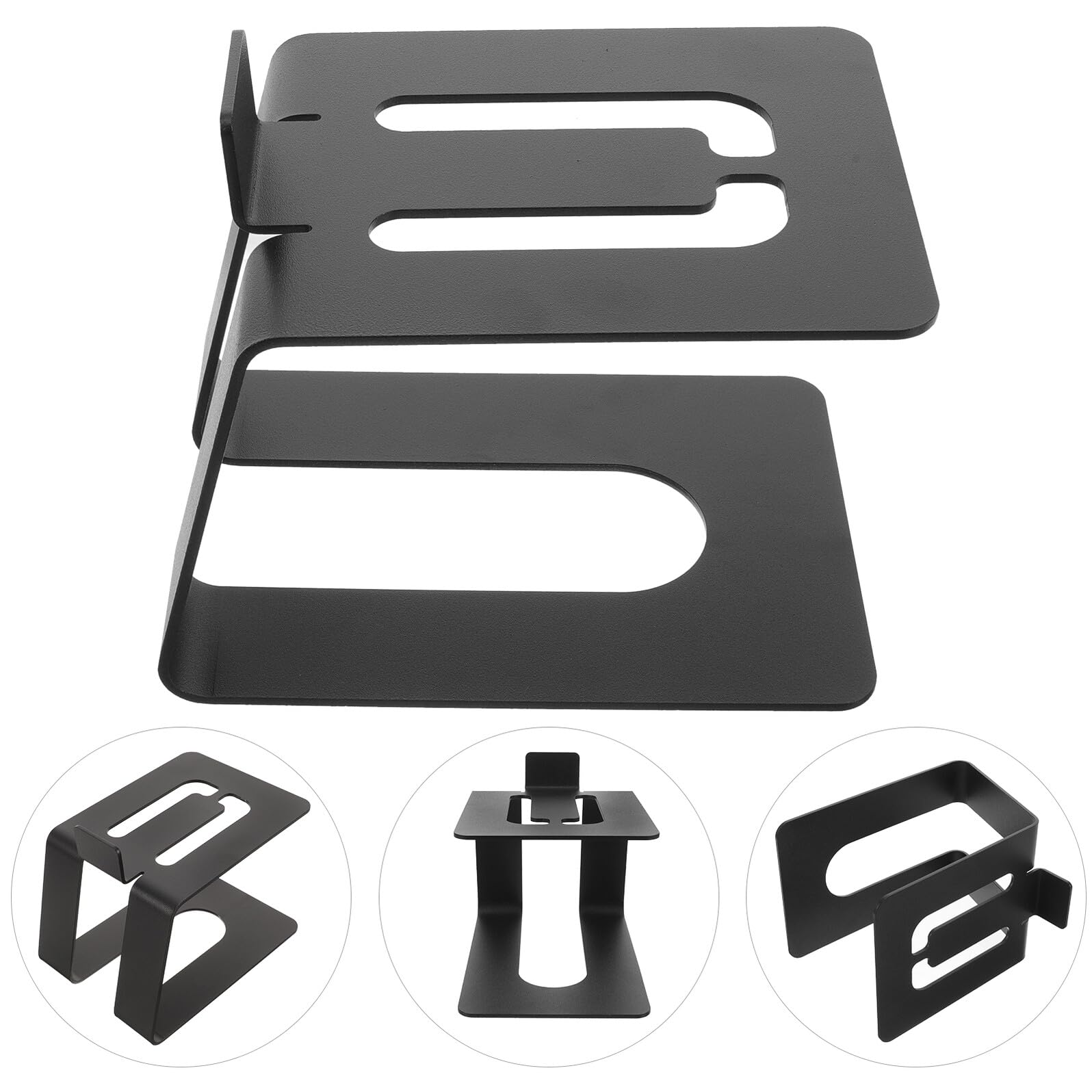 Mipcase Supporto Altoparlante da Tavolo in Metallo per Diffusori Acustici, Nero, 18.5X13X12.5 CM, Design Multiuso Fissaggio Stabile e Strumenti