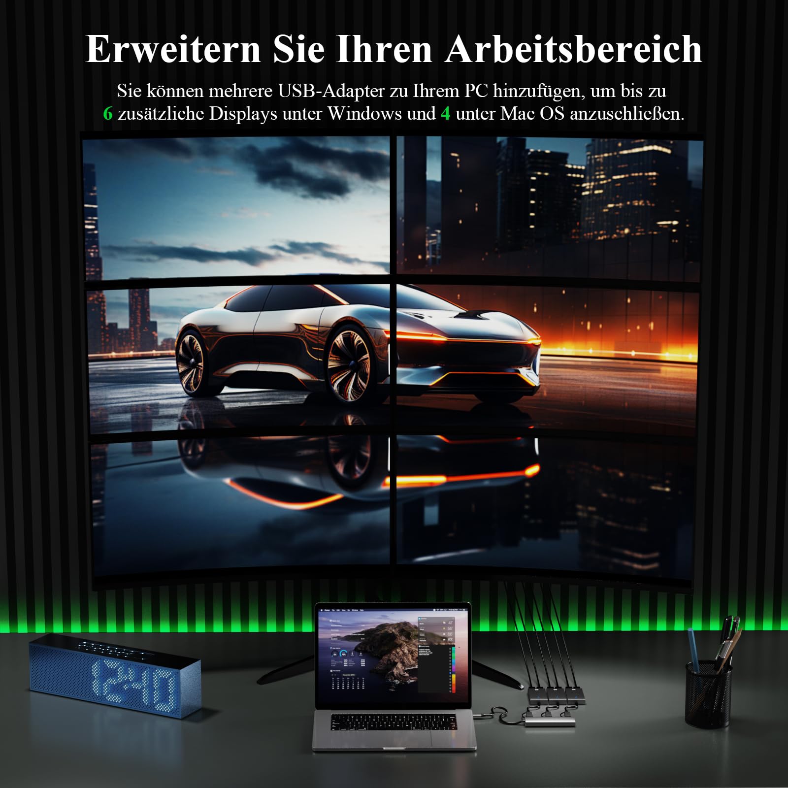 Minthouz USB 3.1/USB C auf Dual HDMI Adapter, DisplayLink Dual 4K@60Hz HDMI Splitter 2 Monitore Gleichzeitig für Dell HP Surface Lenovo, Unterstützt Windows and M1/M2/M3/M4 MacBook