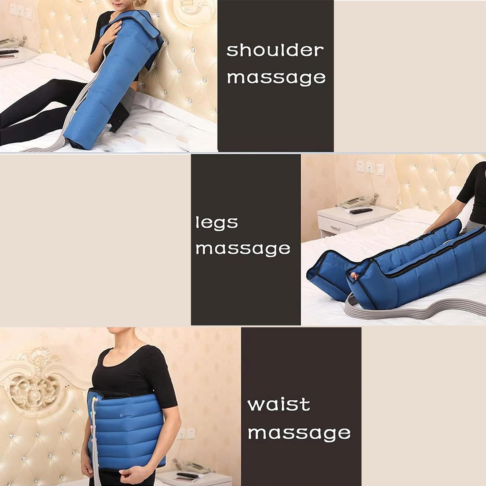 Presoterapia En Casa 6 Camaras Masajeador Presoterapia Profesional piernas y Abdomen Brazos, para Circulación Brazo Pierna Cintura Envolturas Máquina Masaje Dolor Relajar