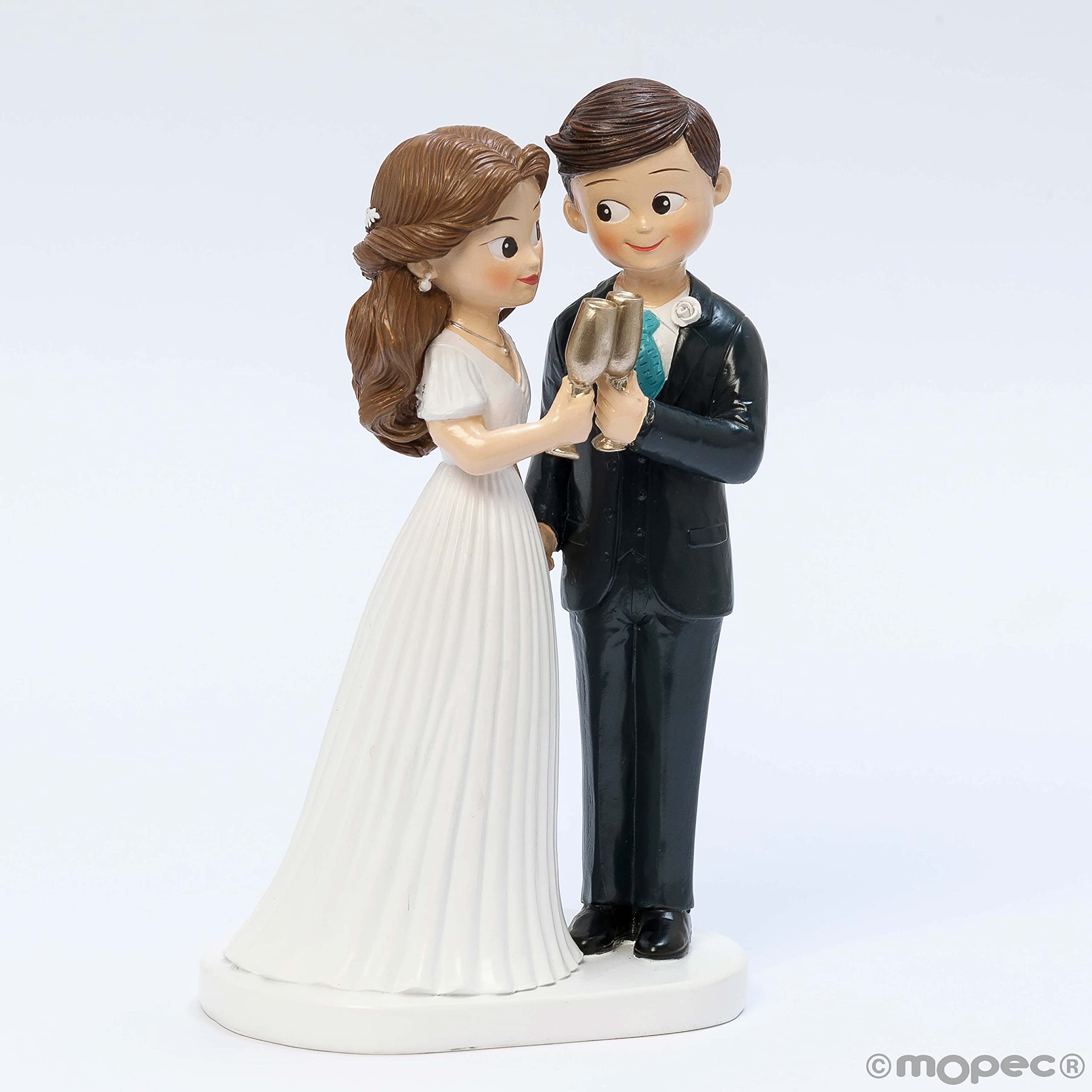 Mopec Y218 Figura Tarta Novios Brindis, Novio Moreno 19,5 x 11,8cm.