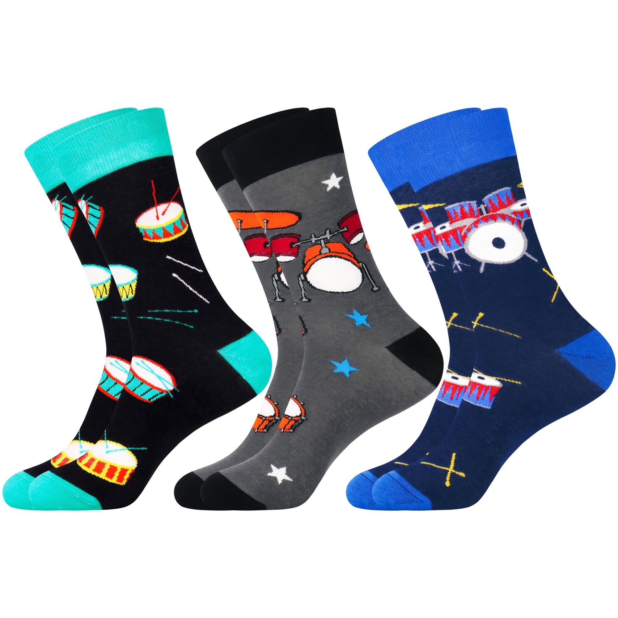 JeasonaMens Funny Fun Crazy Funky Dress Crew Socks Gifts for Men Dad Grandpa