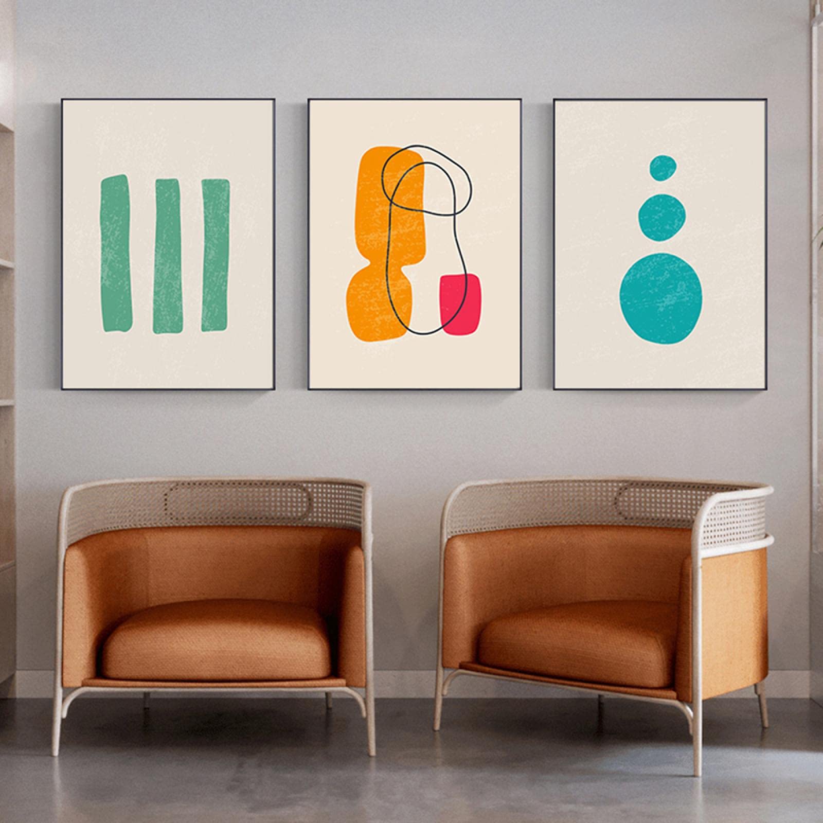 Affiche colorée formes graphiques : impression toile moderne décoration murale 50x70cm x3