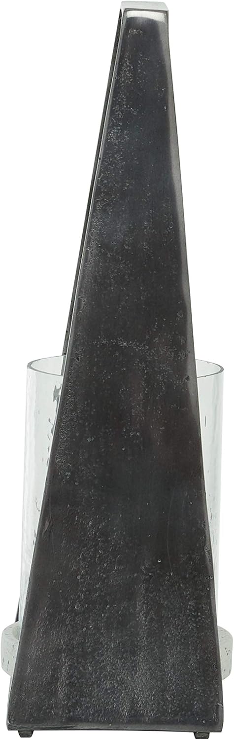 Contemporary Black Candle Lantern - 8" x 17.5" Hanging Hurricane