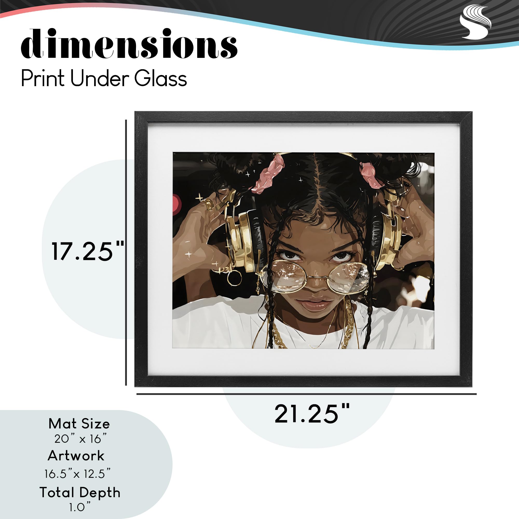 Affiche encadrée « Trendy Girl with Gold Headphones, 43,2 x 53,3 cm » sous