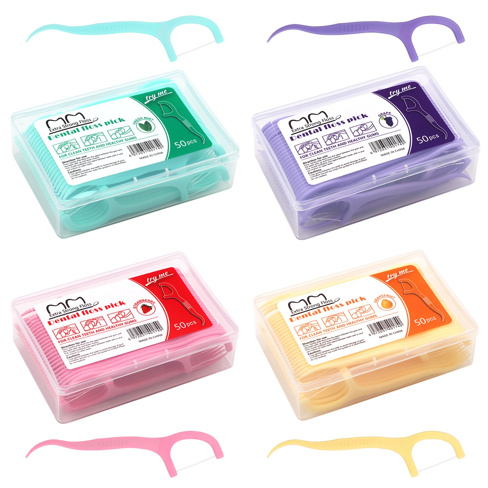 200PCS Dental Floss Travel Floss Professional Toothpicks Sticks Dental Floss Picks Flossers with Travel Case Superfine Floss Picks