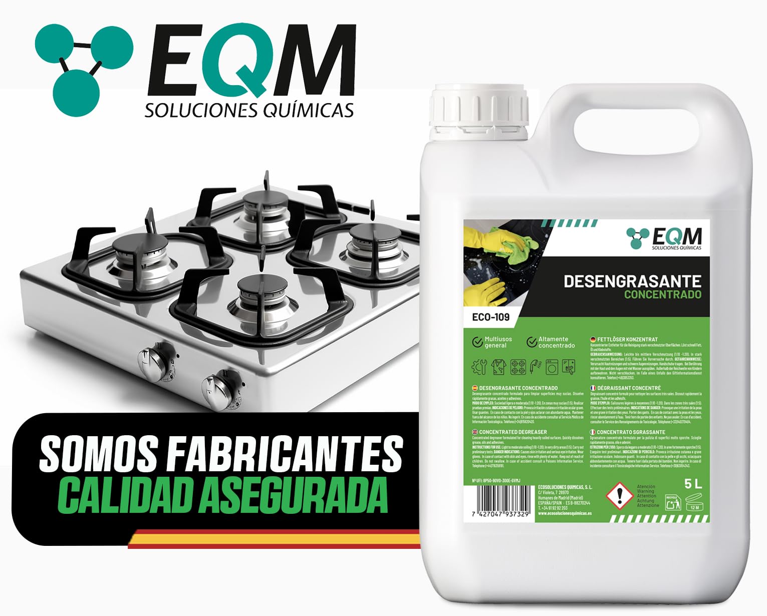 EQM ECO-109 Desengrasante Concentrado 5L Quitagrasas Alta Eficacia