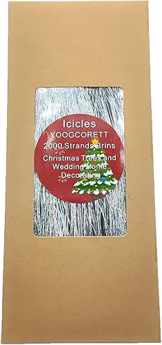 YOOGCORETT Guirnalda de 2000 hebras plateadas de carámbanos de Navidad, oropel brillante, guirnalda de flecos de papel de aluminio para decoración disponible en Yaxa Colombia