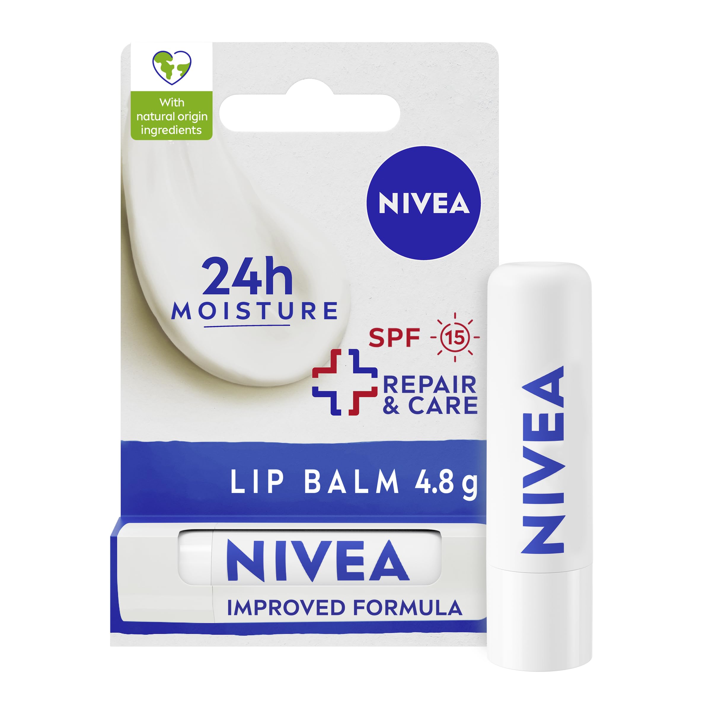 Nivea Repair & Care Lip Balm: Soothing SPF15 Protection for Sensitive Skin, 4.8g (Pack Of 1)