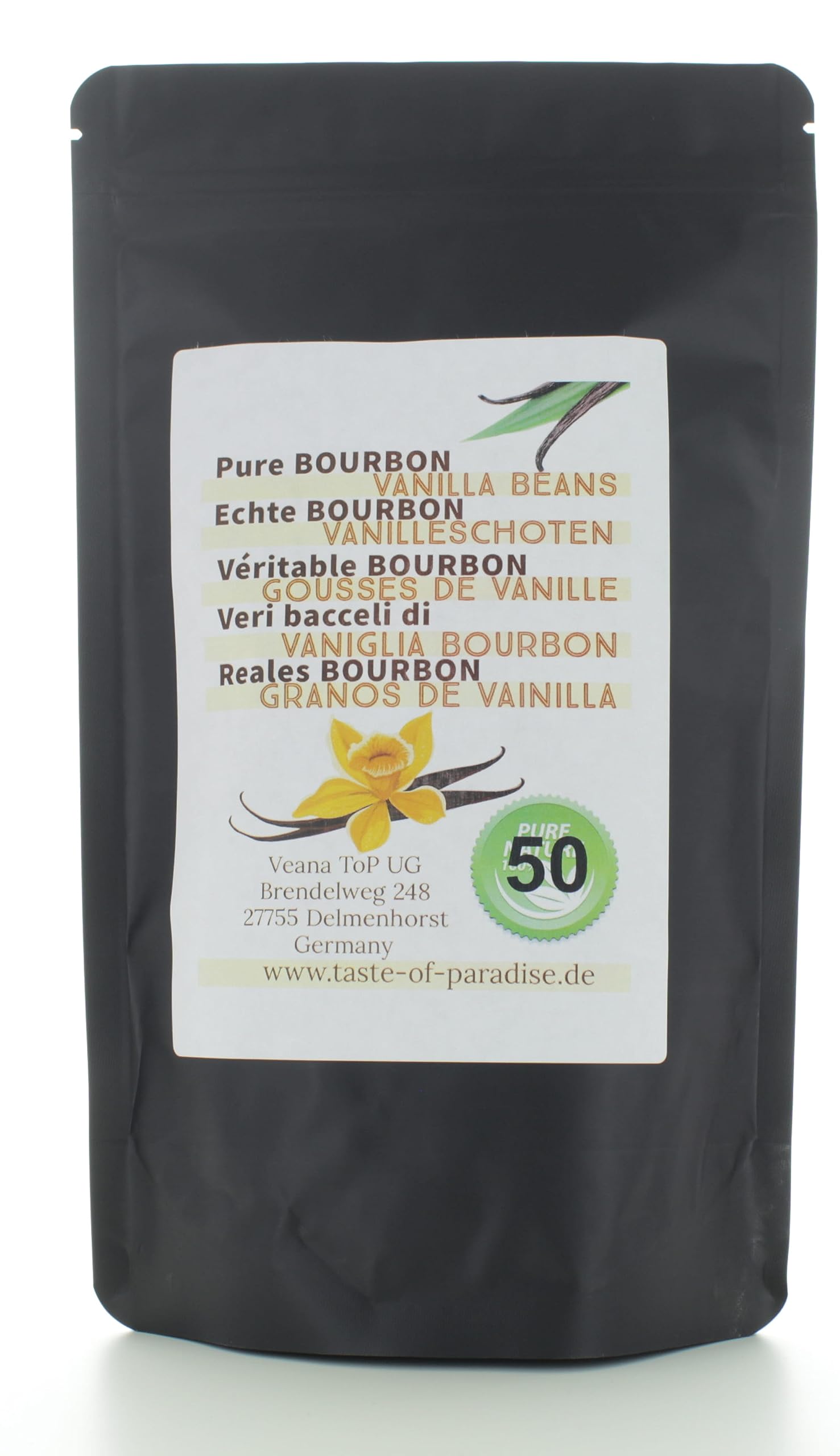 Bourbon - Escurritos de vainilla (50 unidades, 12-13 cm, 100% natural, de Madagascar