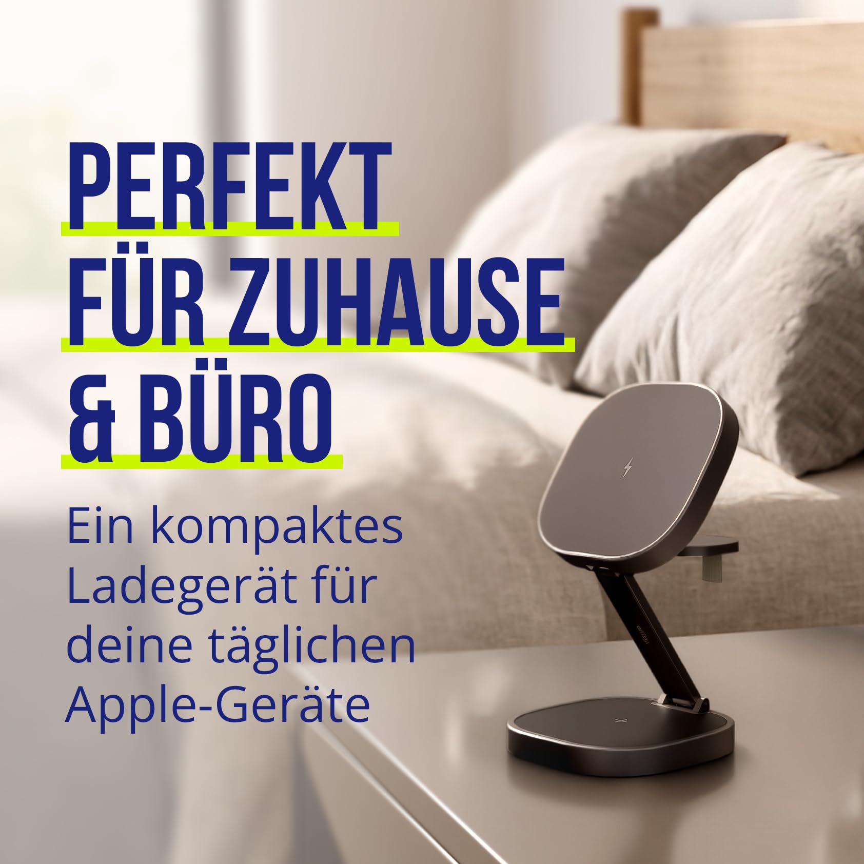 3-in-1 Ladegerät 25W – Faltbare Kabellose Ladestation für iPhone, Apple Watch & AirPods – Mini Wireless Charging Stand mit LED & USB-C – Kompatibel mit Qi & MagSafe – Graphit | iPhone Watch AirPods Ladestation, faltbar, 100 g, 10 x 70 x 100 mm, USB-C-Kabe