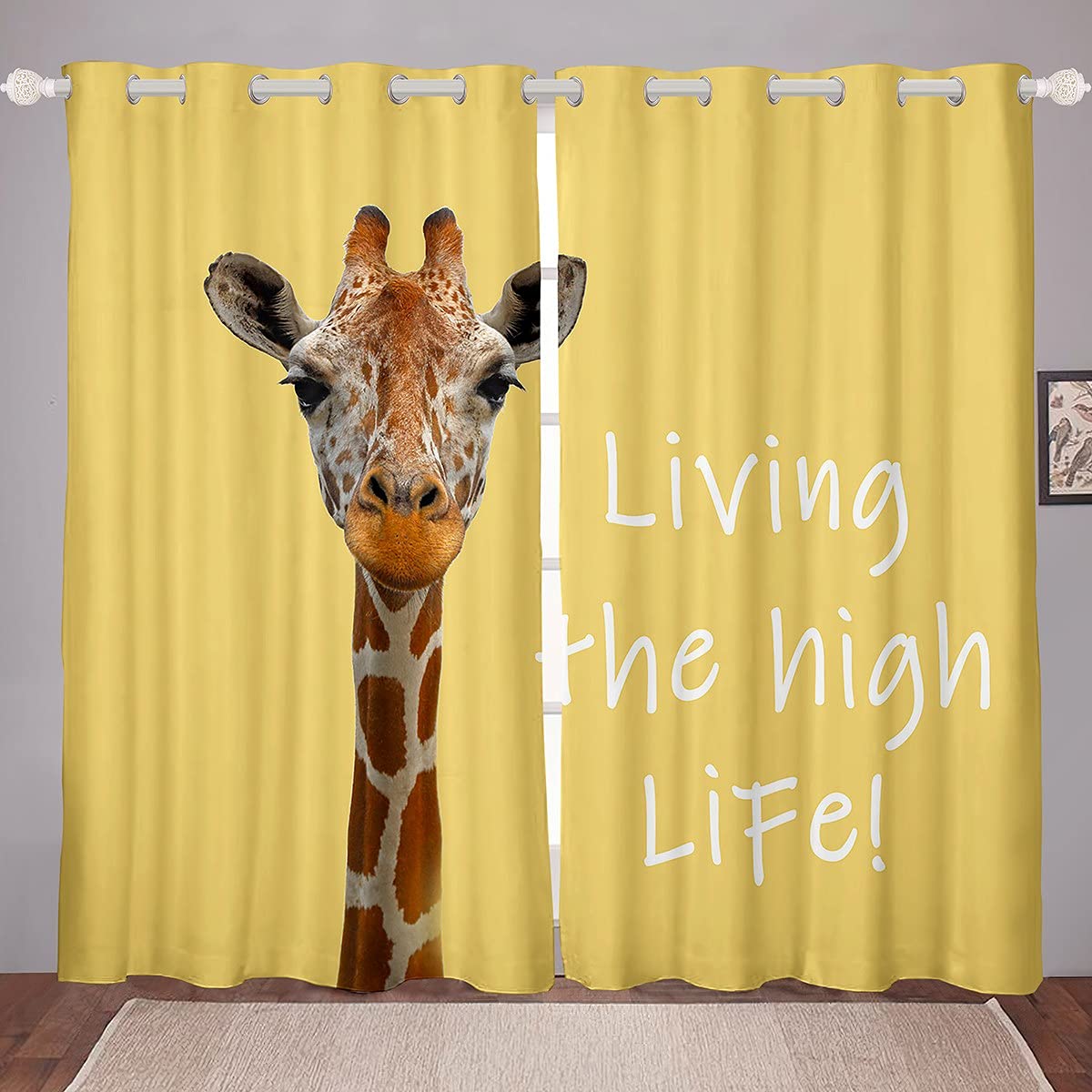 Richhome Boys Multi5 Animal Windows Drapes Kids Girls,African Savanna Wildlife Home Decor Curtains For Living Room,Lovely Giraffe Window Drapes 46Wx72l Inches Set Of 2 Panels