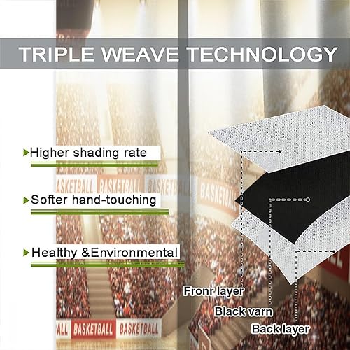 Vista 55 de Boys Sports Curtains Basketball Football Baseball Flame Pattern Printed Curtains Kids and Teenagers' Bedroom Living Room Blackout Curtains W42 * L54