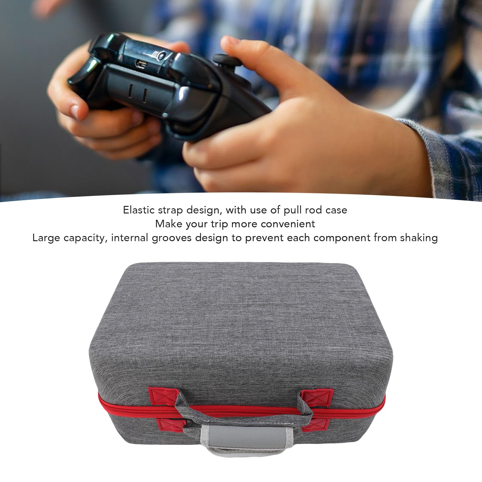 Hard Shell Carrying Case Fit for Slim Controller, Large Capacity for Accessory, Travel Bag with Adjustable Strap, Shockproof Water Nylon Material (Grey)