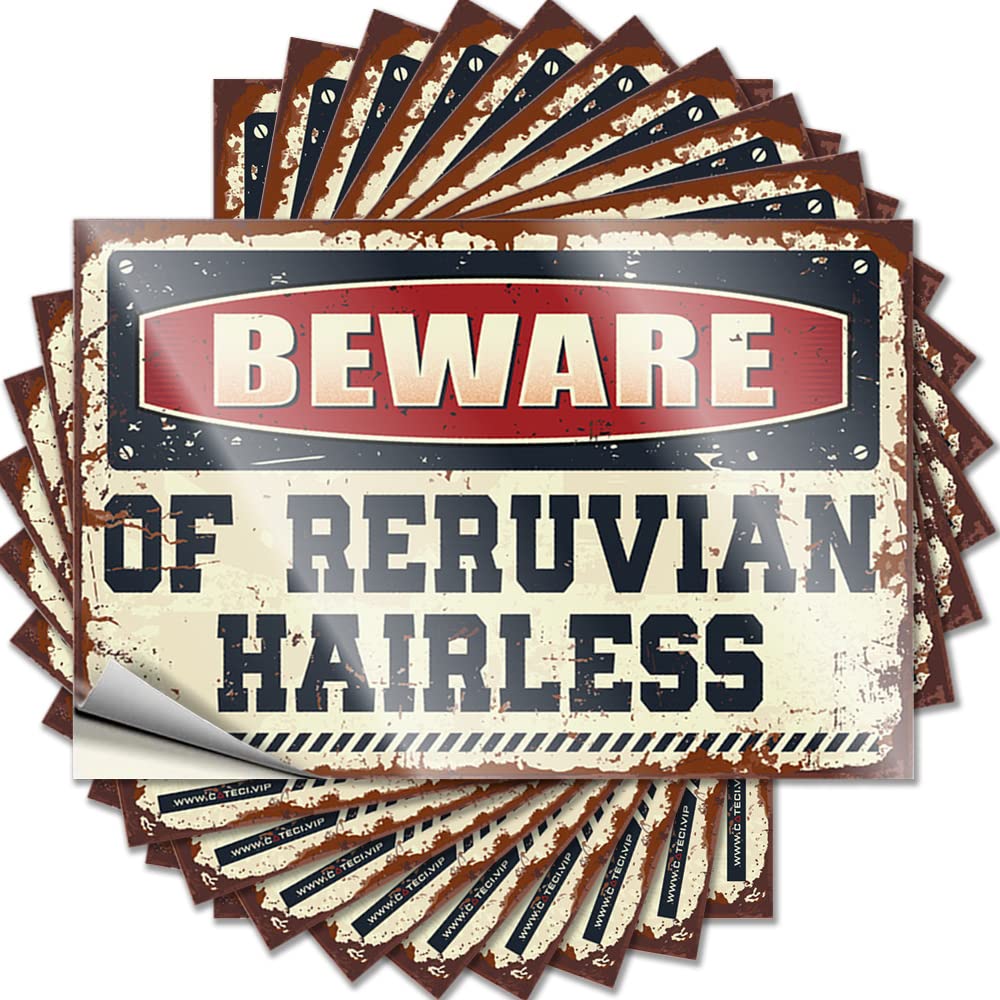 Door Decor Men Lettering Sticker - Beware of Reruvian Hairless Laptop Waterproof Vinyl Sticker(6X9CM)