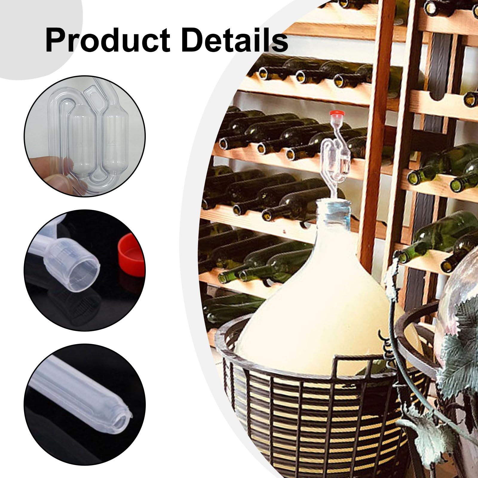 Tubicini di Fermentazione 5Pcs Valvole Sigillate Airlock Gorgogliatore Fermentazione Airlock Trasparente in Plastica da 10 mm con Tappo per Kit di Fermentazione per Birra Fatta in Casa