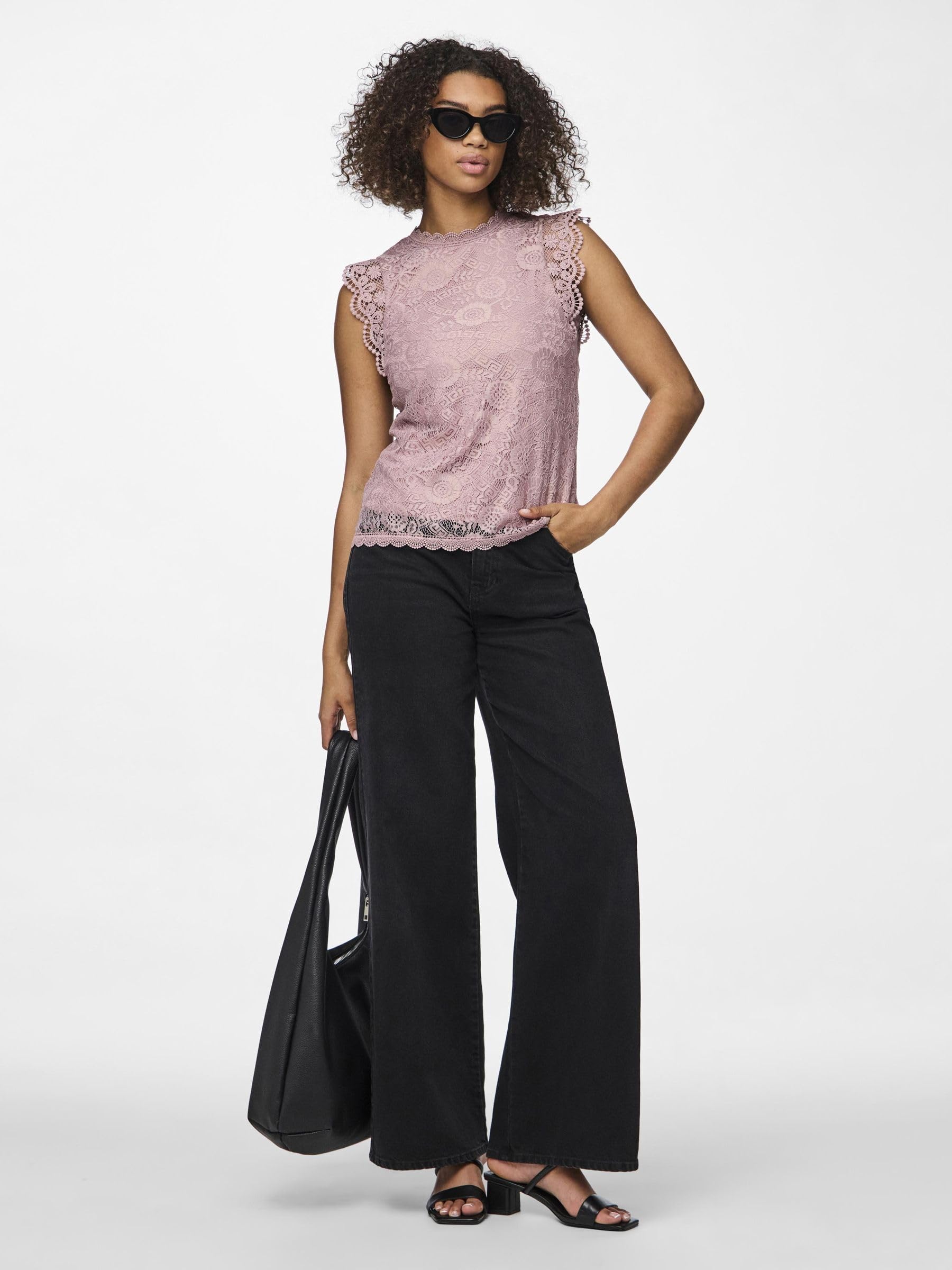 PIECES Koronkowy top Kobiety Pcolline Sl Lace Top Noos Bc