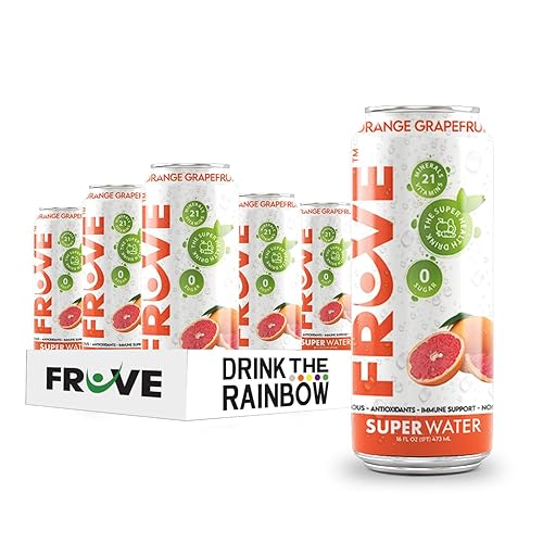 Miniatura 1 de FrUve Super Water | Sabor a pomelo naranja | 12 latas de 16 onzas | Bebida saludable | Cero azúcar | Bebida baja en calorías | Potentes