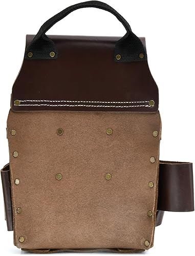 Miniatura 2 de Style n Craft Bolsa de herramientas para electricista de 10 bolsillos, bolsa de herramientas de cuero resistente con clip de cinta de metal, cadena