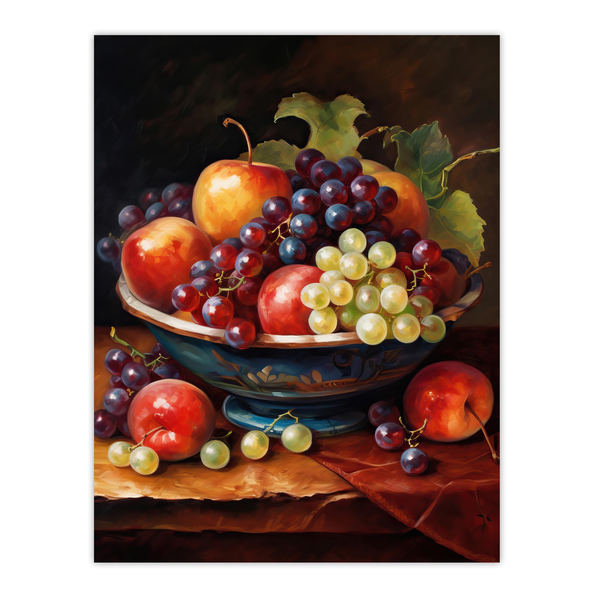 Artery8 Unframed 18X24" Classical Still Life Fruit Bowl Oil Painting Kitchen Large Wall Art Poster Print Thick Paper 18X24 Inch