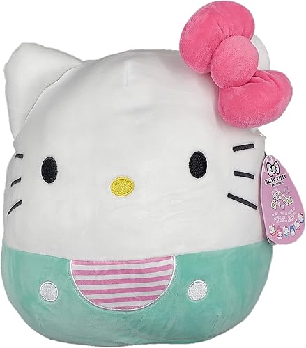 SQUISHMALLOW KellyToys - Sanrio® Hello Kitty® and Friends Squad - 12 pulgadas (11.8 in) - Classic Teal Hello Kitty® - Almohada de peluche súper