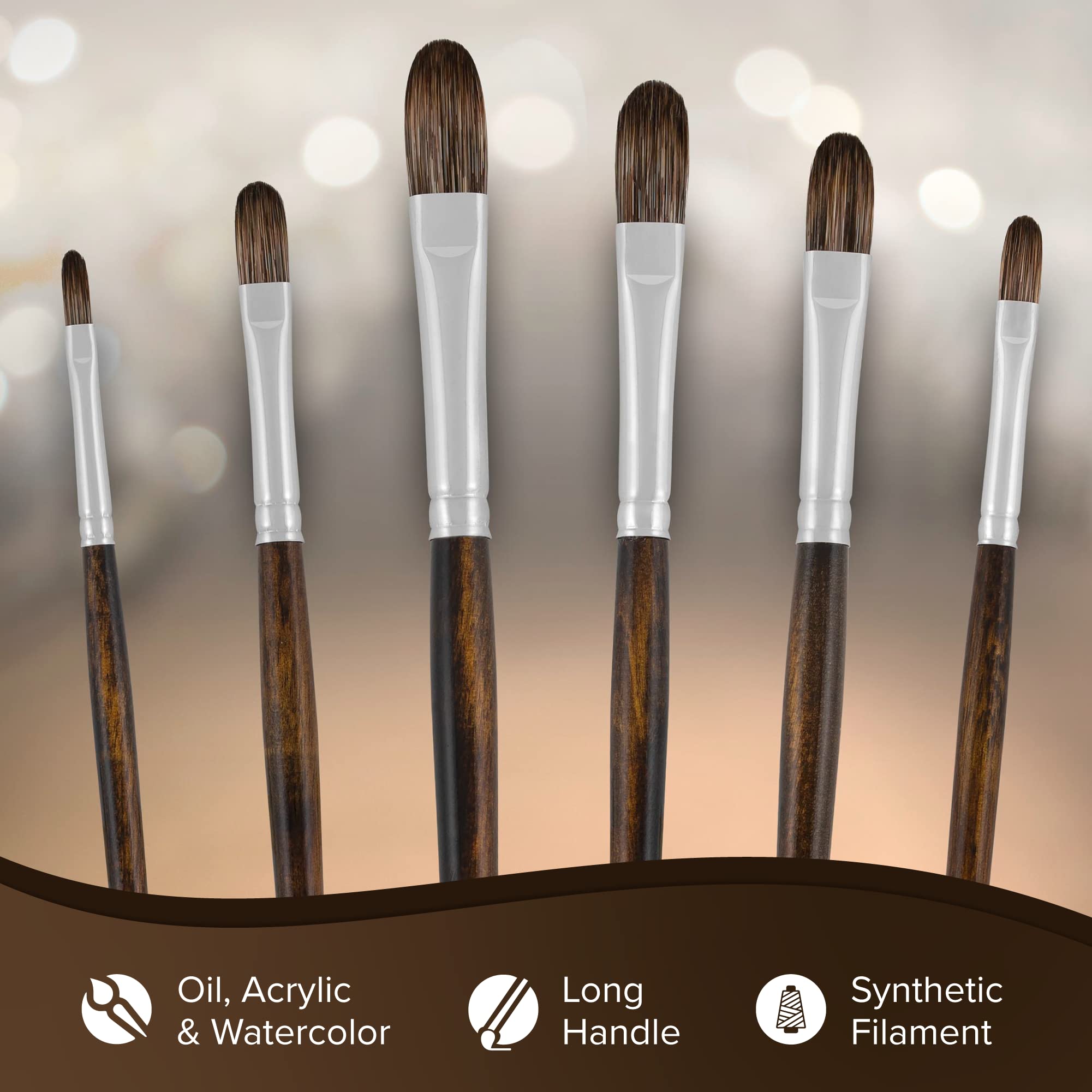 Silver Brush Limited Monza 2632-10 Pennello corto Filbert per pittura a olio, acrilico e per carrozzeria, misura 10, manico lungo