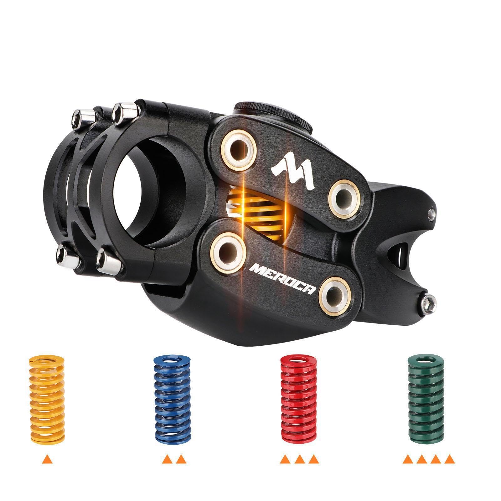 Rialzo regolabile per attacco manubrio bici da 8 mm con assorbimento degli urti, garantisce un'esperienza di guida in montagna confortevole. Rialzo regolabile per bici da 31,8 mm.