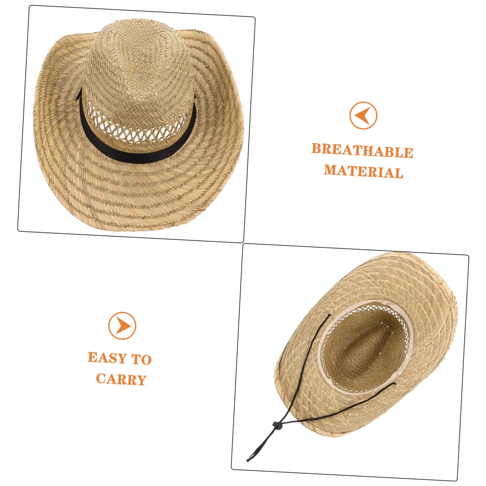 minkissy Sombrero de Verano para Hombre de Paja Beige ala Ancha, Diseño Tejido a Mano, Protección Solar Integral y Decoracion Verano para Pesca y Camping
