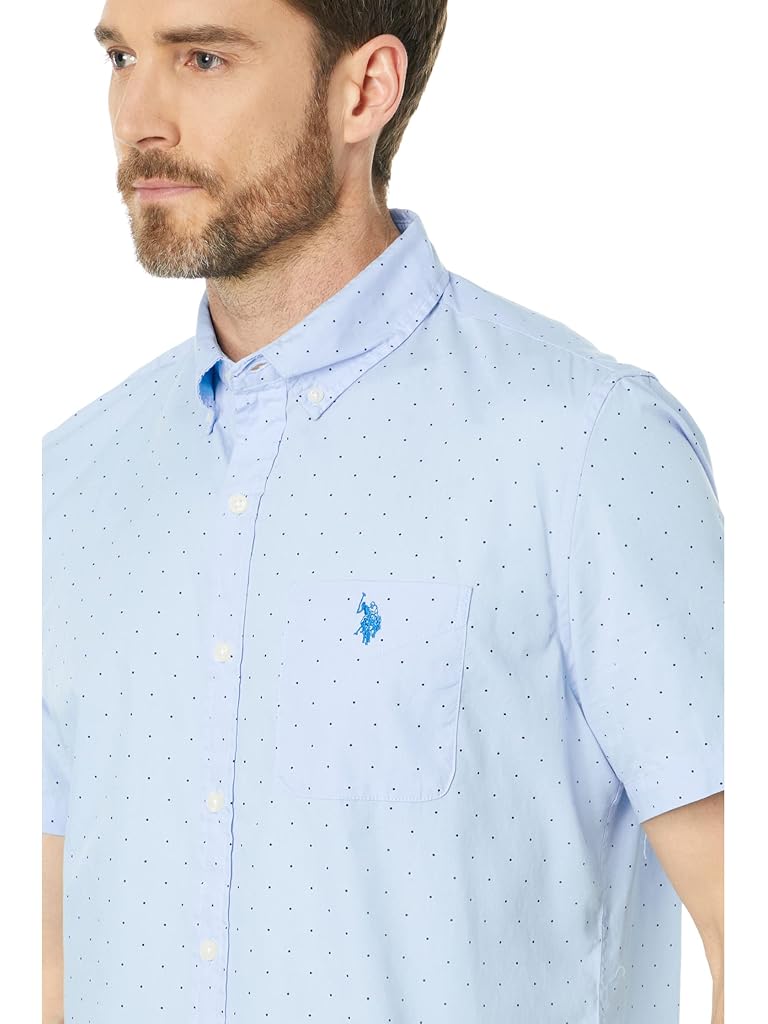 U.S. POLO ASSN. Short Sleeve Dot Print Solid Poplin Woven Shirt