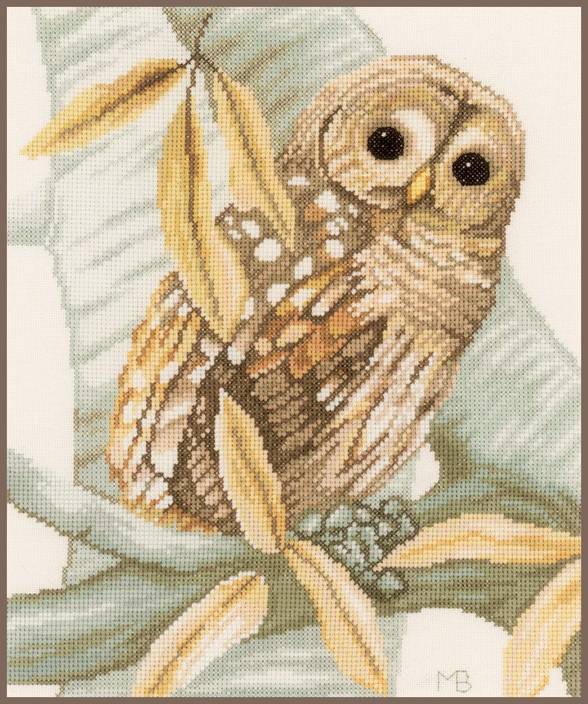 Lanarte Counted Cross Stitch Kit: Owl and Autumn Leaves, NA, 23 x 28cm, N\A