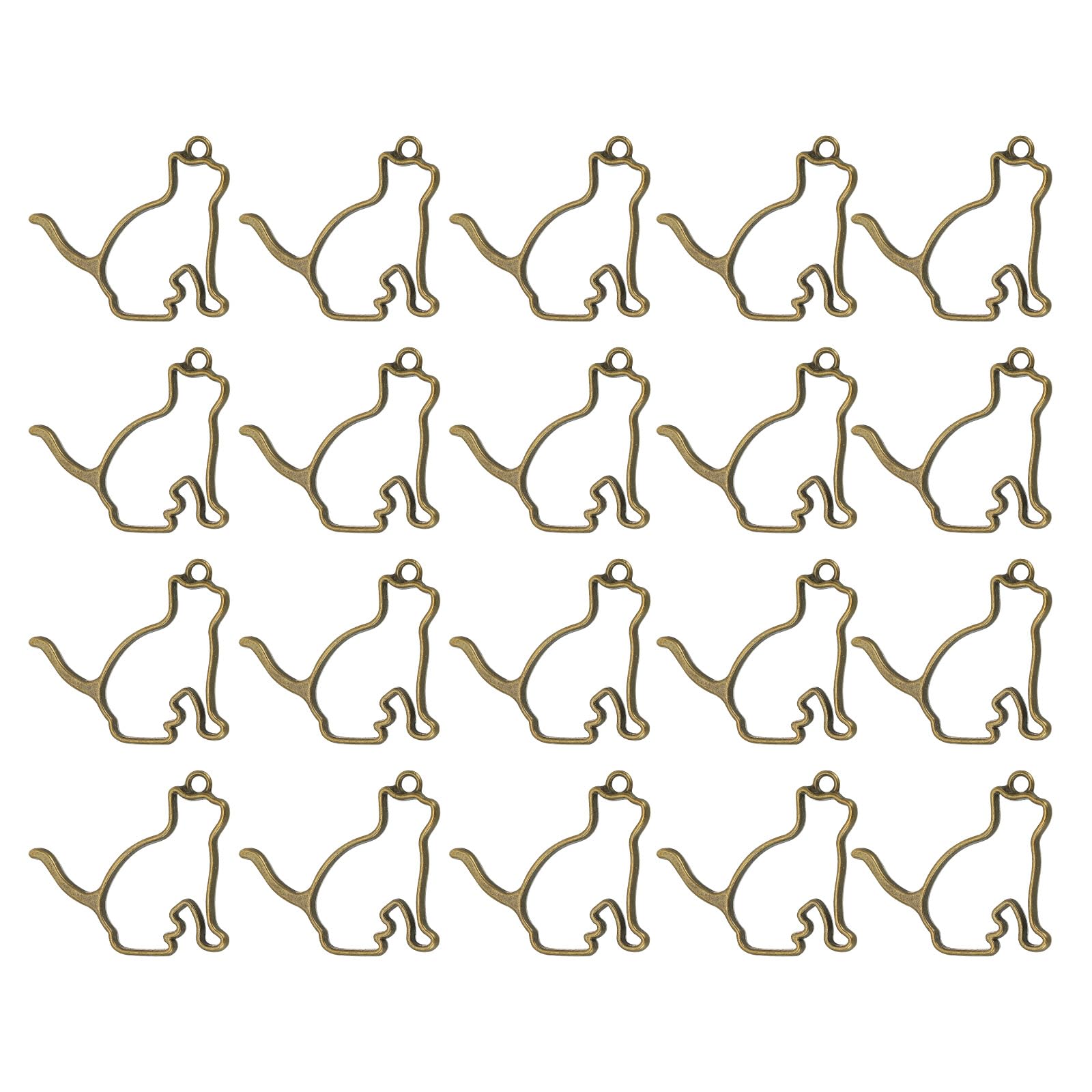 M METERXITY 20 Pack Alloy Open Back Bezel Pendants - Cat Shaped Pendants Resin Pressed Flower Craft Bezels Crafts, Apply to DIY Making (Bronze)
