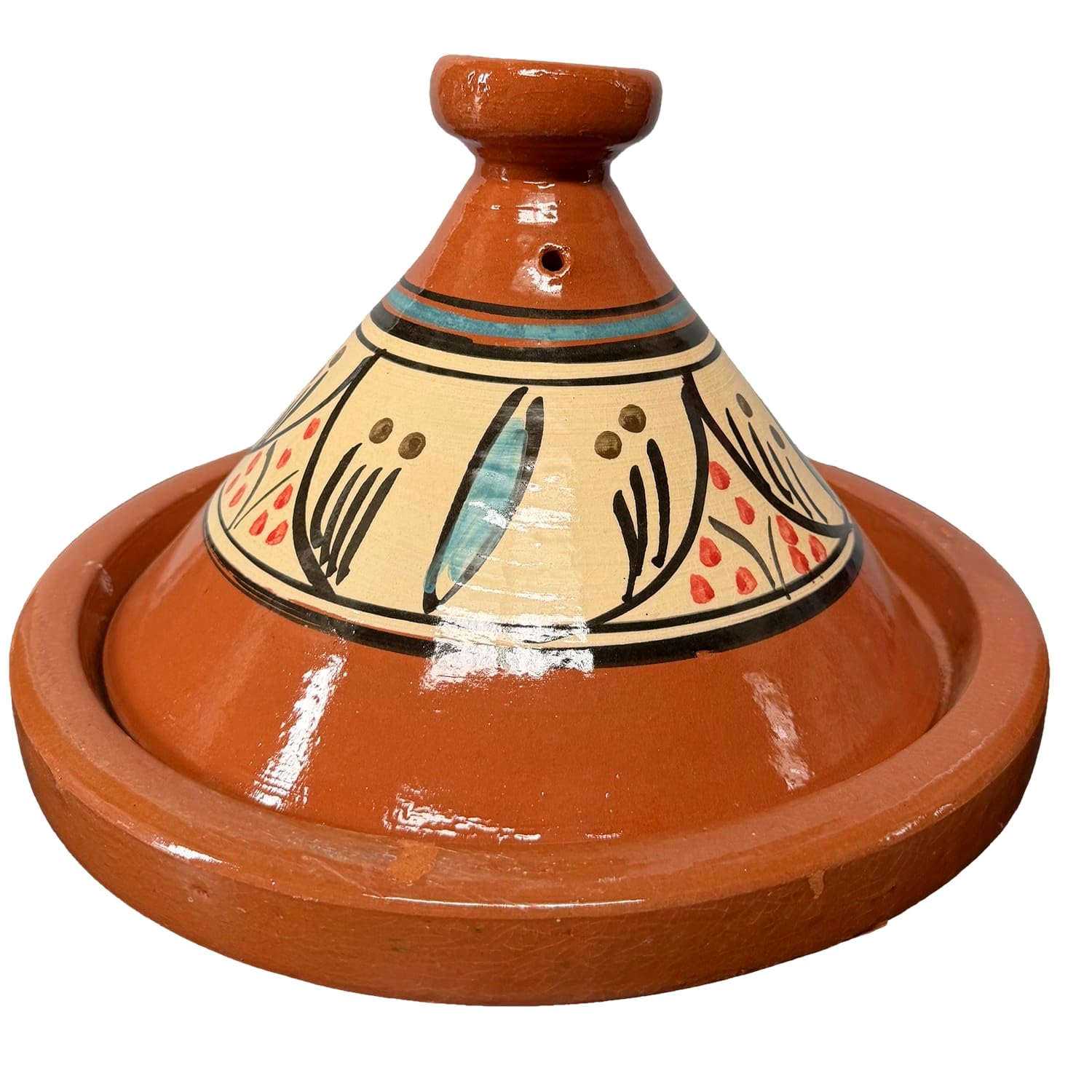 Tajine XL 35 cm Terracotta handbemalt – traditioneller marokkanischer Topf + kostenloses E-Book 0107261103